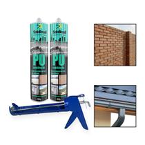 Kit 2 Cola Selante Pu Construção 400G Cinza Com Aplicador Kit 2 Cola Selante Pu Construção 400G Cinza Com Aplicador