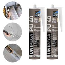 Kit 2 Cola Selante PU40 Poliuretano Branco 400g Profissional Adesivo Vedação Alta Resistência Madeira Vidro Metal