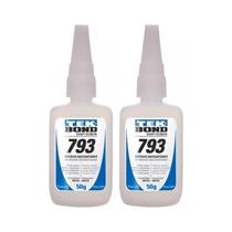Kit 2 Cola Tekbond 793 Superbond Instantânea 50g Tips Adesivo