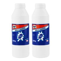 Kit 2 Cola Tenaz Branca Líquida 500G Lavável Atóxica Escolar Artesanato Slime - Pritt