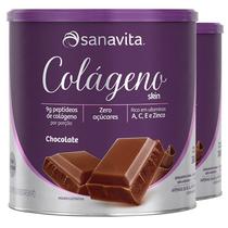 Kit 2 Colágeno hidrolisado em pó Sanavita 300g Chocolate