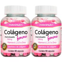 Kit 2 Colágeno Hidrolisado Femme com Vitaminas E A C D e Zinco 90 Cápsulas Maxinutri Kit 2 Colágeno Hidrolisado Femme com Vitaminas E A C D e Zinco 90 Cápsulas Maxinutri
