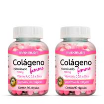 Kit 2 Colágenos Femme Vitaminas Zinco 90 Cápsulas Maxinutri Kit 2 Colágenos Femme Vitaminas Zinco 90 Cápsulas Maxinutri