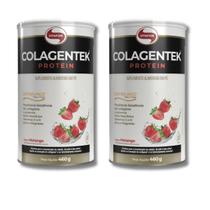 KIT 2 Colagentek Protein lata 460g Vitafor Sabor:Morango
