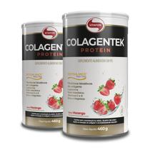 Kit 2 Colagentek Protein Vitafor Morango 460G Kit 2 Colagentek Protein Vitafor Morango 460G