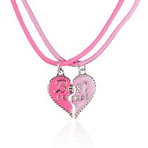 kit 2 colares amizade best friend amigas + pingente coração menina moda presente rosa ajustavel - Orizom