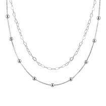 Kit 2 Colares Bolinha + Elo Coraçao Folheado Prata 925 Kit 2 Colares Bolinha + Elo Coraçao Folheado Prata 925