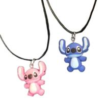 Kit 2 Colares Disney Lilo Stitch ul E Rosa Anime Pingente - Bicudos Acessorios