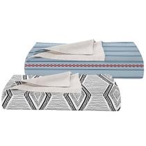 Kit 2 Colchas Casal Queen Teka Allegro 90 fios 240x230 cm Estampa:Rayas-Zag
