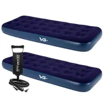 Kit 2 Colchões Infláveis Solteiro Flocked Comfort Com Bomba Manual Vg Plus