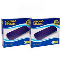 KIT 2 Colchões Inflável Solteiro Camping Viagem Roxo Veludo KIT 2 Colchões Inflável Solteiro Camping Viagem Roxo Veludo