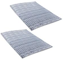 Kit 2 Colchonetes Solteiro 190x60cm Camping Com Bolsa Para Transporte Xadrez Azul - Emcompre