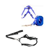 Kit 2 Coleira Peitoral Cachorro Ajustavel Azul e Preto