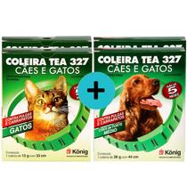 Kit 2 Coleiras TEA 327 König Gatos + 2 coleiras TEA Cães Médios Kit 2 Coleiras TEA 327 König Gatos + 2 coleiras TEA Cães Médios