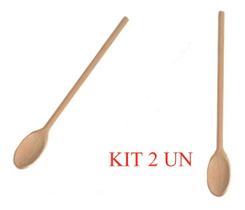KIT 2 Colher De Pau Madeira Para Cozinha Lembrancinha 24 cm KIT 2 Colher De Pau Madeira Para Cozinha Lembrancinha 24 cm