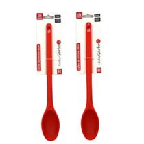 Kit 2 Colher de Silicone Grande Cabo Longo Vermelho Preto Cozinhar Refogar Kit 2 Colher de Silicone Grande Cabo Longo Vermelho Preto Cozinhar Refogar
