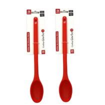 Kit 2 Colher de Silicone Vermelha Grande Cabo Longo Kit 2 Colher de Silicone Vermelha Grande Cabo Longo