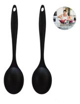 Kit 2 Colheres De Silicone Cozinha Arroz Alta Quali Preto