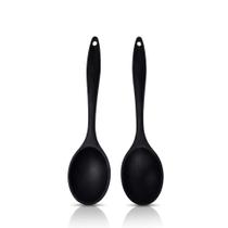 Kit 2 Colheres De Silicone Multiuso Antiaderente Premium Preto