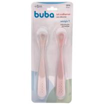 Kit 2 Colheres em Silicone Introdução Alimentar Fase 1 Rosa - Buba