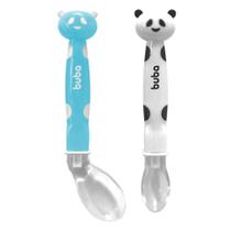 Kit 2 Colheres Em Silicone Pandinha Azul - Buba