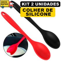 Kit 2 Colheres Espátulas De Silicone Utensílios De Arroz E Alimentos