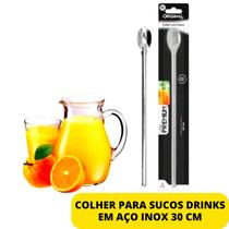 Kit 2 Colheres Grande Bailarina Para Sucos Drinks Caipirinha Em Aço Inox Para Casa E Bares
