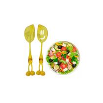 Kit 2 Colheres Talheres para Salada Amarelo Mexer Salada