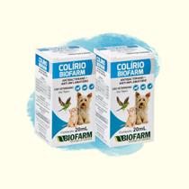 Kit 2 Colírio Cão Gato e Aves Anti-inflamatório 20ml Biofarm