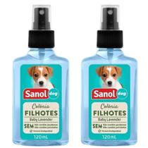 Kit 2 Colônia Sanol Dog Filhotes Talco Cães e Gatos 120ml
