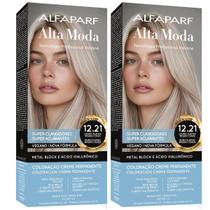 Kit 2 Coloração Alfaparf Alta Moda 12.21 Louro Platina Irisado Cinza