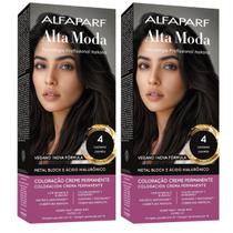 Kit 2 Coloração Alfaparf Alta Moda 4 Castanho Kit 2 Coloração Alfaparf Alta Moda 4 Castanho
