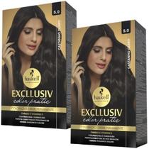 Kit 2 Coloração Creme Permanente Excllusiv Color Pratic Castanho Claro 5.0 Haskell