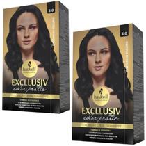 Kit 2 Coloração Creme Permanente Excllusiv Color Pratic Castanho Escuro 3.0 Haskell