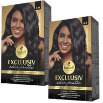 Kit 2 Coloração Creme Permanente Excllusiv Color Pratic Castanho Médio 4.0 Haskell