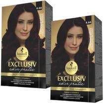 Kit 2 Coloração Creme Permanente Excllusiv Color Pratic Castanho Médio Vermelho Intenso 4.66 Haskell