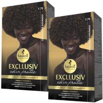 Kit 2 Coloração Creme Permanente Excllusiv Color Pratic Chocolate Dourado 7.73 Haskell