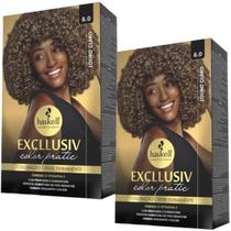 Kit 2 Coloração Creme Permanente Excllusiv Color Pratic Louro Claro 8.0 Haskell
