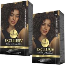 Kit 2 Coloração Creme Permanente Excllusiv Color Pratic Louro Médio Acinzentado 7.1 Haskell
