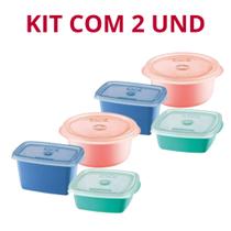 Kit 2 Com 3 Peças Potes Plastico Sanremo Freezer Microondas BPA FREE - Coloridos OFERTA