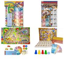 Kit 2 Com Jogo De Tabuleiro Mesa Shopkids + Banco Imobiliário Investindo nas Capitais do Mundo