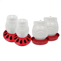 Kit 2 Comedouro 5L Aves 12 furos e 2 Bebedouro Rosca 3,25L