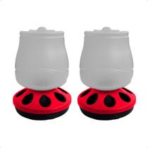 Kit 2 Comedouro Alimentador 2L Com 8 Furos Para Aves Frango