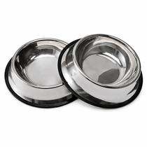 Kit 2 Comedouro Bebedouro 1l Inox Antiderrapante Gatos Cães