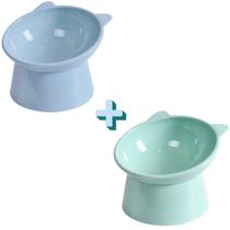 Kit 2 Comedouro Bebedouro Alto Elevado Postura Correta Gatos