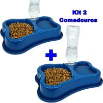 Kit 2 Comedouro Duplo Anti Formiga Pet Comedouro Bebedouro Automático Suporte Garrafa