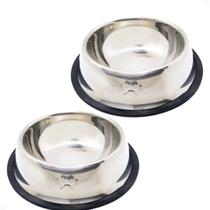 Kit 2 Comedouro Tigela Bebedouro Inox 200 ML Base Borracha antiderrapante Cão Gato Cachorro Kit 2 Comedouro Tigela Bebedouro Inox 200 ML Base Borracha antiderrapante Cão Gato Cachorro