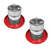 Kit 2 Comedouro Tubular 3kg p/ Frango Aves Galinha Faisão Prato Anti Desperdicio