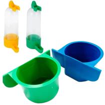 Kit 2 Comedouros 110ml + 2 Bebedouros 60ml Pássaros Kit 2 Comedouros 110ml + 2 Bebedouros 60ml Pássaros