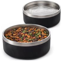 Kit 2 Comedouros Cachorro Pet Aço Inox 946ml Madog Preto